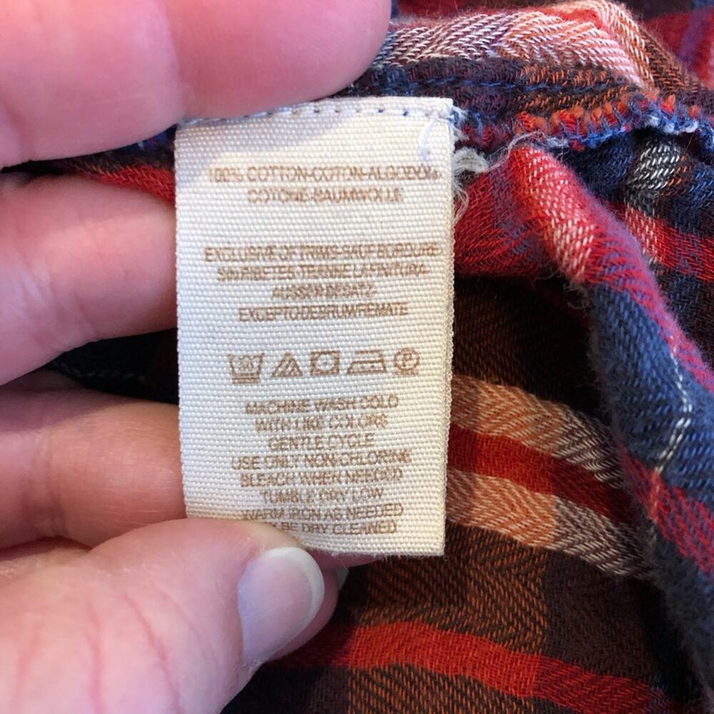 Free People Magical Plaid red blue white mixed plaid button down shacket Large - Picture 11 of 16